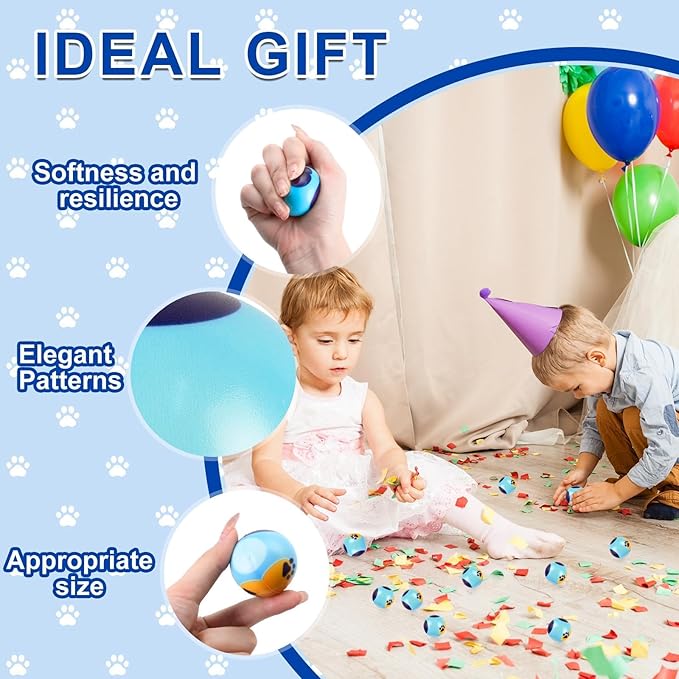 24 PCS Blue Dog Paw Stress Balls for Kids Party Favors, 1.57 Inch Anxiety Relief Fidget Sensory Toys, Blue Dog Paw Theme Squeeze Toys Bulk for Birthday Goodie Bags, Carnival Gifts & Classroom Prizes