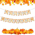 Give Thanks Banner - Happy Thanksgiving Decorations Banners, Fall Maple Leaf Pumpkin Sign Garland Backdrop Banner for Thanksgiving Party Supplies Favors Indoor Outdoor Home Office Wall Door Decor