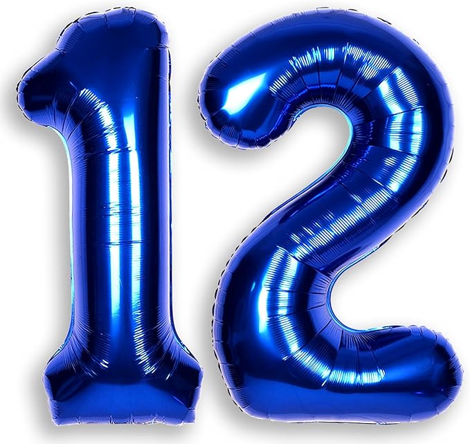 40Inch Navy Blue Number 12 Balloon Large Helium Royal Blue Number Balloons 0-9 Giant Digital 12th Foil Mylar Big Party Balloon for Boy Birthday Party Anniversary Graduation Decorations