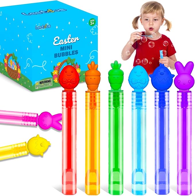 100 Pack Non Candy Easter Basket Goodie Bag Stuffers Fillers for Toddlers Bulk, Mini Bubbles Party Favor Supplies for Kids, Small Bunny Egg Toys Gifts Treats Trinkets Prize for Classroom Boys Girls