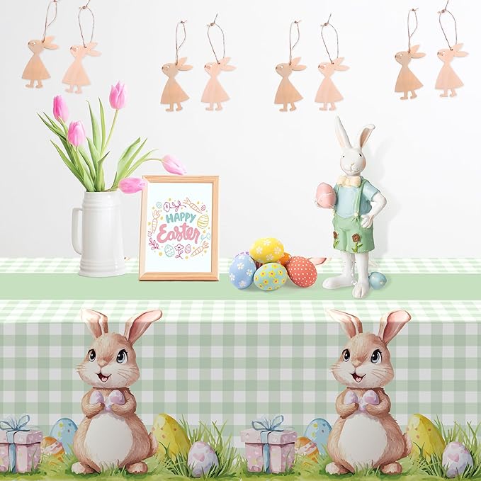 OHOME 2 Pack Easter Decorations - Disposable Plastic Tablecloth for Indoor Outdoor | Easter Party Decorations Favors Supplies for Table Decor Backdrop Banner