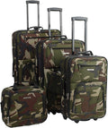Rockland Fashion Softside 4 Piece Luggage Set, Expandable, (14" Tote/19"/24"/28"), Camo