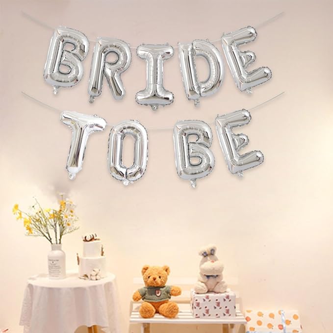 2 Set 18pcs Silver Bride To Be Letter Balloons 16in Balloon Wedding Decorations Party Decor Silver Letter Balloons Bride to Be Party Supplies