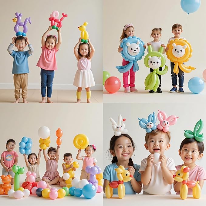 412PCS 260 Long Balloons, Twisting Animal Balloons, Thickened Latex Skinny Balloon, Pastel Color For Animal Shape, Birthday, Weddings, Christmas Party Decoration, Magic Clown