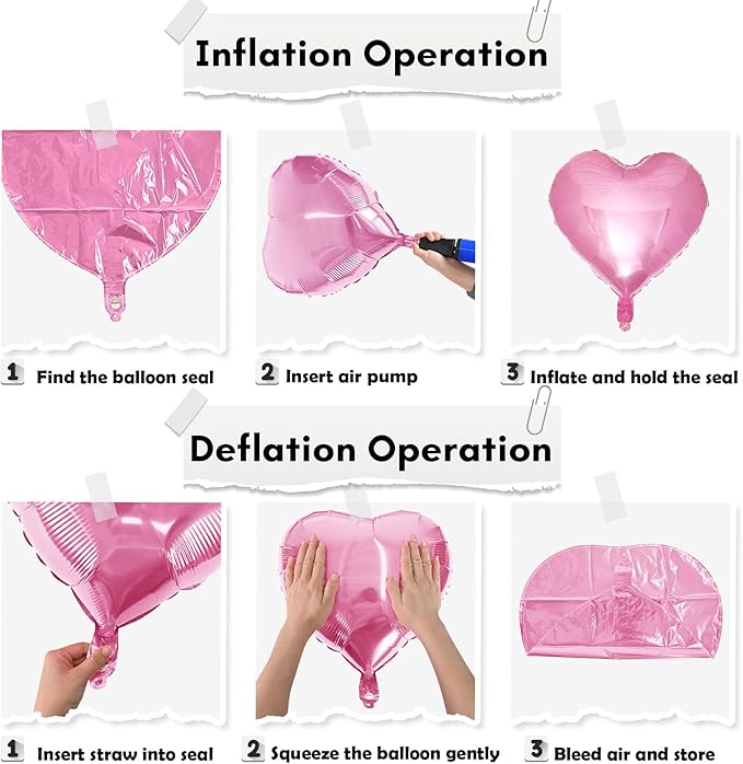 TAOYE 12 Pcs 18 Inch Heart Balloons, Hot Pink Silver and Pink Heart Shape Mylar Balloons for Birthday Wedding Valentines Anniversary Baby Shower