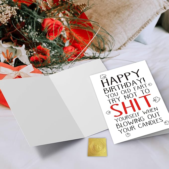 Funny Farting Birthday Card for Men Women, Rude Birthday Gift for 50th 60th 70th 80th Older, Happy Bday Decorations Card for Friend Grandpa Grandma Dad Mom