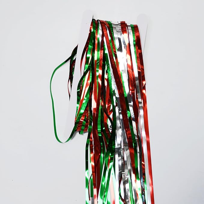 BRAVESHINE 2 Pack Fringe Backdrop Red Silver Green Christmas Party Decorations 3.2 x 6.6 ft Tinsel Foil Curtain Streamer for Valentines Day/Engagement/Bridal Shower/Birthday/Italian Party Decorations