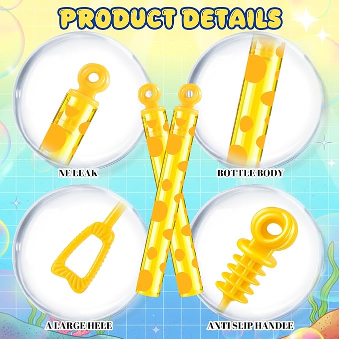 32 Pcs Sponge Themed Bubble Wands Cartoon Bubbles Party Favors for Adult Summer Activity Birthday Party Goodie Bag Stuffers Gifts Wedding Supplies