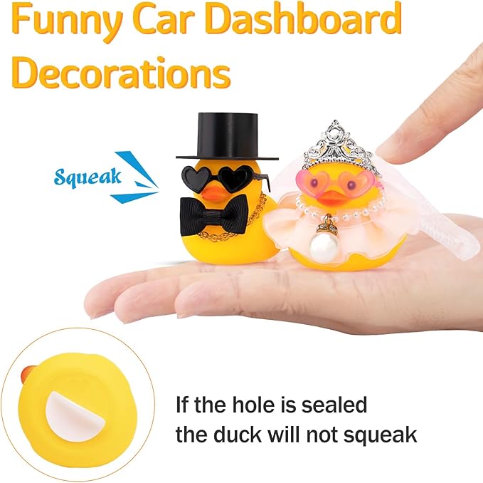 wonuu Pair Set of 2 Wedding Rubber Ducks, Bride Groom Duckies Marriage Rubber Duck Mini Couple Ducky for Ceremony Gift Souvenir Marry Blessings Elegant Heartwarming Present, White
