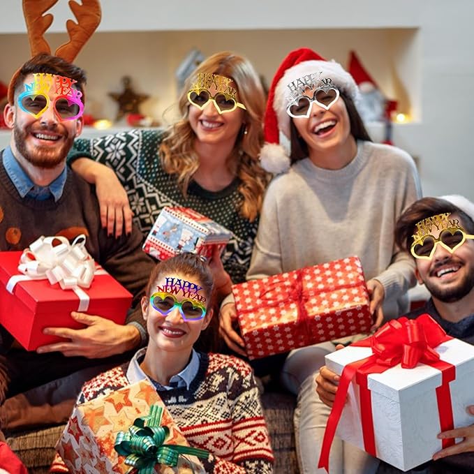 4 Pack Happy New Year Eyeglasses Fancy New Year Party Glasses Funny Sunglasses Eyewear