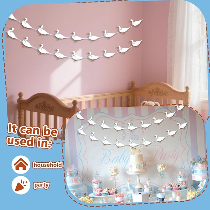 Goose Banner -Silly Goose Baby Shower Birthday Decorations One Silly Goose Blue Gingham Style Birthday Decor Party Decorations Party Supplies Decor for Kids, Boys, Girls, Baby Showers Decor