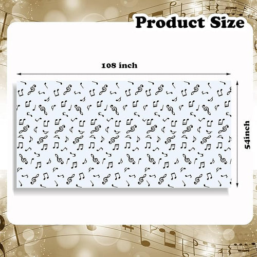 108 x 54 Inch Musical Notes Tablecover Musical Plastic Tablecloth Disposable Table Cover Notes Theme Birthday Party Decoration Supplies(2 Pieces)