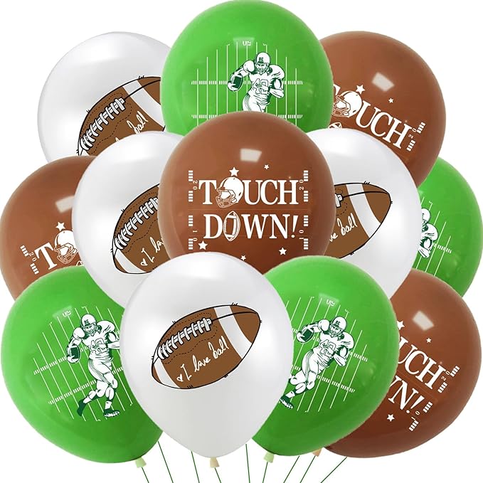 Football Balloons Football Party Decorations Football Latex Balloons Rugby Balloons for Touchdown Sports Theme Football Party Supplies Birthday Party Decorations 12Pcs