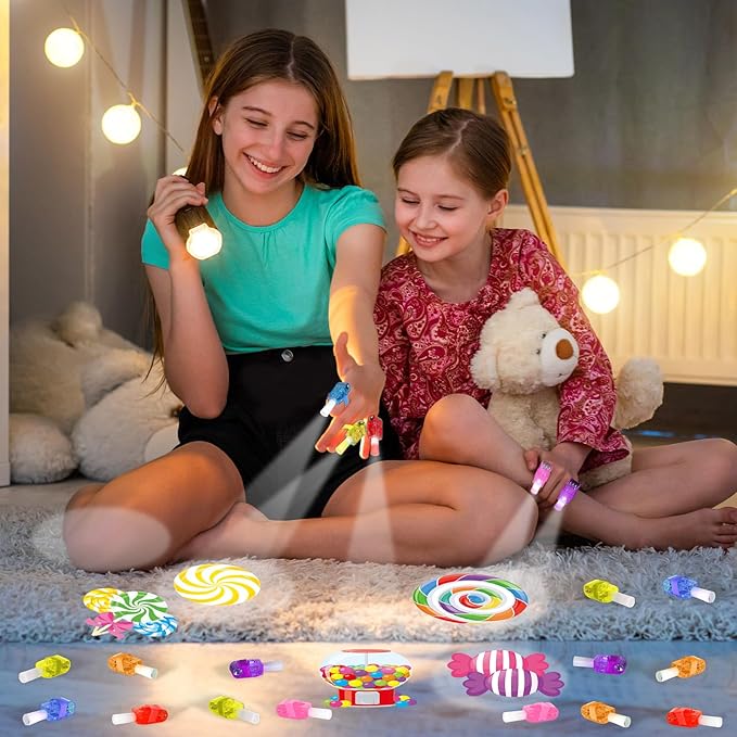 36 PCS Candy Birthday Party Favors Lollipop Candyland LED Light Up Finger Lights, Glow in the Dark Candy Land Party Bulk for Holiday Christmas Goodie Treat Bags Stuffers Candies Birthday Supplies