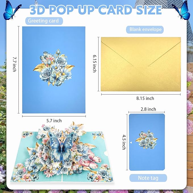 Butterflies in Nature Pop Up Card - 3D Butterfly Card for Wife, Husband, Girlfriend, Mom, Dad, Mother, Father