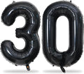 Black Number 30 Balloons, 40 Inch Black Mylar Foil Number 3 & 0 Balloons for Women, Self Inflating 30th Birthday Balloons for 30 Year Old Men Anniversary Birthday Party Decorations Supplies