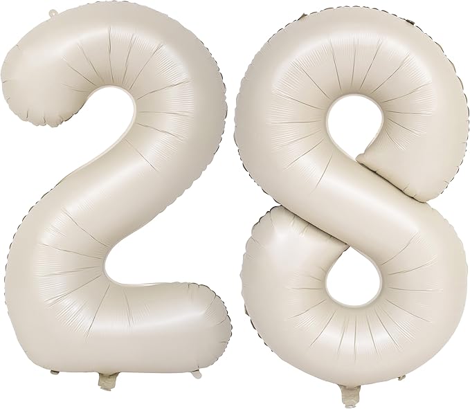 40 In Cream white Number Balloons Helium Foil Mylar Balloon Birthday Party banquet Decoration Digital 28