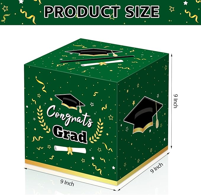 Graduation Decorations 2026 Green Graduation Card Box Graduation Party Decorations,Graduation Box,Congrats Grad Gifts Box for 2026 Graduation Party Supplies Favors