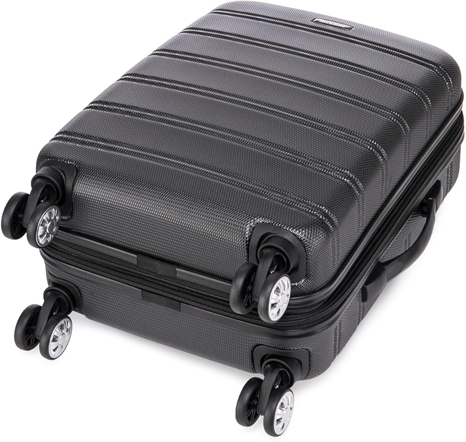 Rockland Melbourne Hardside 2 Piece Expandable Spinner Wheel Luggage Set, Carry-On 20" and Tote 14", Black