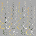 36Pcs Sage Green Gold Hanging Swirl Decorations Glitter Gold Olive Green Beige Felt Swirl Streamer Spiral Ceiling Garland for Wild One Jungle Woodland Safari Neutral Birthday Baby Shower Wedding Party