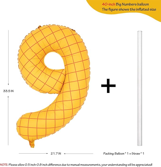 40" Matte Yellow Balloons Toy Inspired Story Theme party Supplies, Number Birthday Decoration, Cowboy Decorations Western, Cowgirl Party Balloon Digital 8