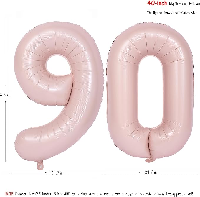 40 In Matte Pink Number Balloons Helium Foil Mylar Balloon Birthday Party banquet Decoration Digital 90