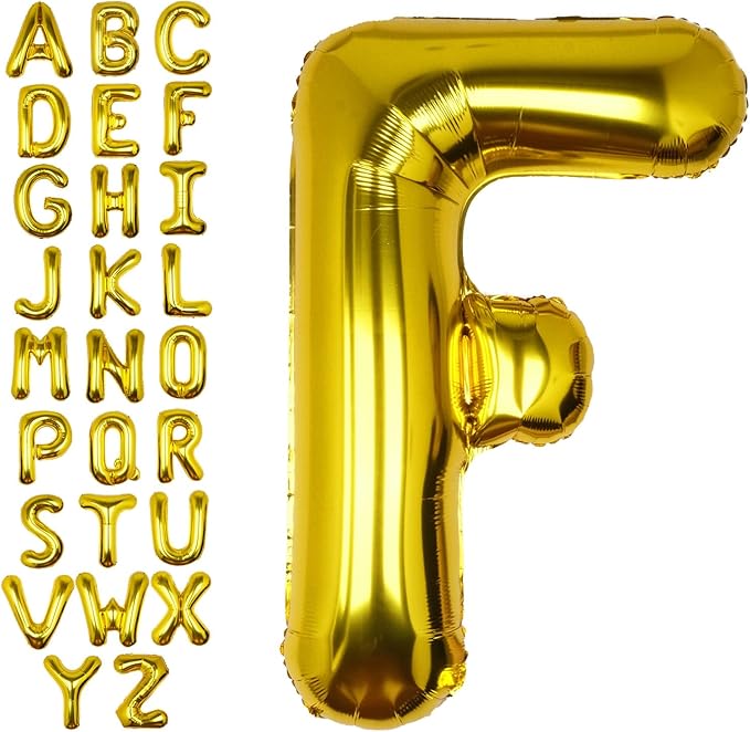 40Inch Gold Letter F Balloon Foil Helium Letter Balloons A-Z Giant Large Mylar Big Party Balloon for Birthday Party Decorations