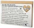 Graduation Wallet Card for Son from Mom, Class of 2026 Laser-Engraved Stainless Steel Insert with Heart Cutout, Inspirational Postcard Keepsake, Graduation Day Gift for Him High School College QBK13