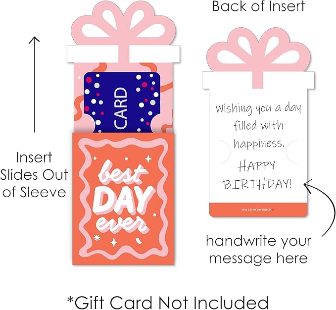Big Dot of Happiness Party Time - Happy Birthday Party Money and Gift Card Sleeves - Nifty Gifty Card Holders - Set of 8