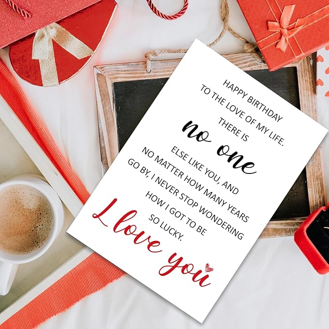 Romantic Birthday Card for Husband Wife Boyfriend Girlfriend Partner, Cute Birthday Love You Cards, Happy Birthday To The Love Of My Life