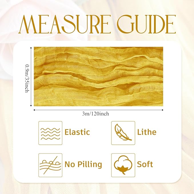 Wokceer Cheesecloth Table Runner 3Pack 10FT Gold Christmas Gauze Cheese Cloth Table Runner for Party Easter Rustic Sheer Table Runners for Baby Bridal Shower Wedding Table Decor
