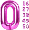 40 Inch Rose Purple Large Balloon Number 0 Balloon,Jumbo Mylar Foil Helium Balloon for 10 20 30 40 50 60 Birthday Digital Balloons for Birthday Party,Wedding Anniversary Party Decorations