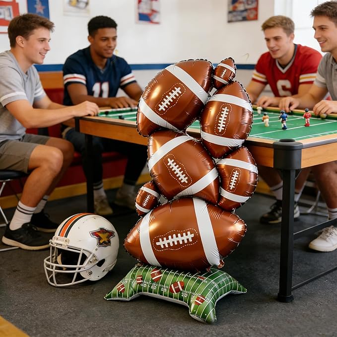 2-Piece Football Party Decoration Set - 5 ft Large Self Standing Football Foil Balloons, Suitable for Game Day Celebrations and Sports Themed Party Decorations (Football Pile)