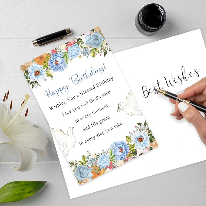 Religious Birthday Card for Women Men, Christian Birthday Card for Pastor with Envelope