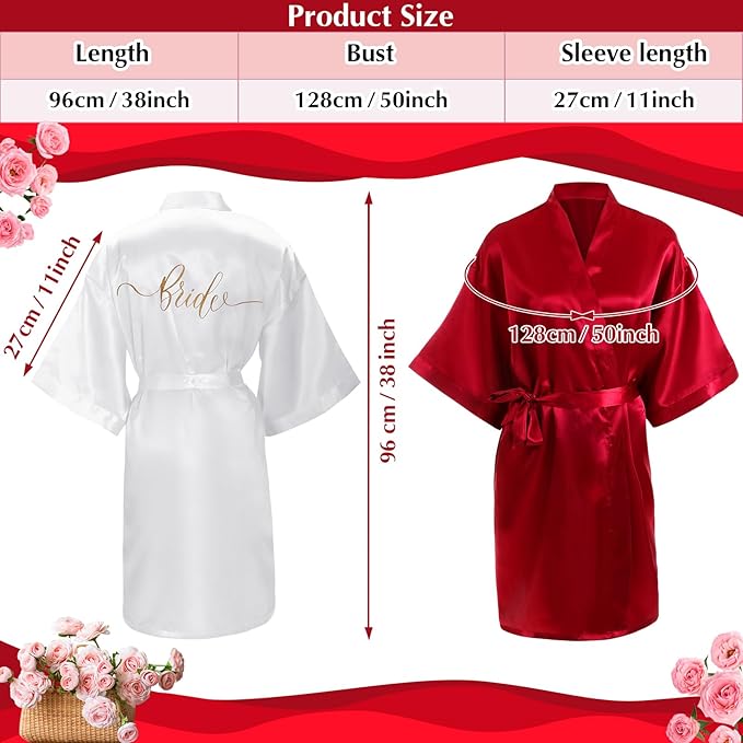 Panitay 42 Pcs Bridal Robes Sets Bride Robes Bridesmaids Proposal Gift Heart Sunglasses Champagne Flutes for Wedding Party