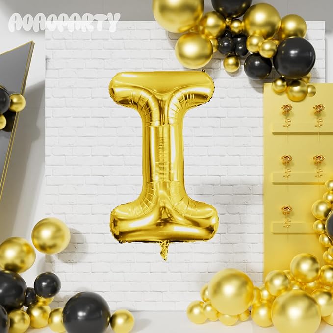 Letter Balloons 40Inch Large Giant big Foil Mylar Gold Balloons I for Birthday Party Decorations