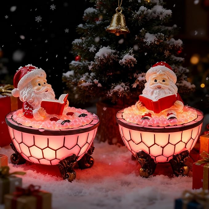 Christmas Santa Claus Bubble Bath Lamp, Creative Halloween Light, Santa Claus Bubble Bath Light, LED Night Light for Bathroom Decor, Christmas-Themed Bathtub Lamp for Halloween Party