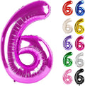 Rosy Purple Number 6 Balloon 40 Inch, 6 Balloon Number, 6th Birthday Decorations, Rosy Purple Party Supplies for Boys Girls
