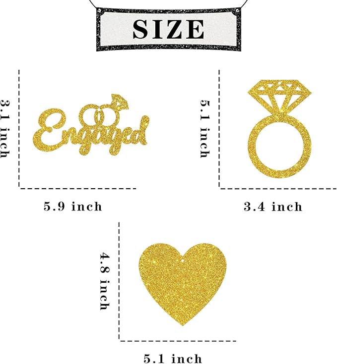 Maicaiffe We're Engaged Hanging Swirl Decorations - Glitter 14 Pcs Bridal Shower Party Supplies - Engagement Wedding Streamers - Bachelorette Party Foil Swirls Ceiling Decorations