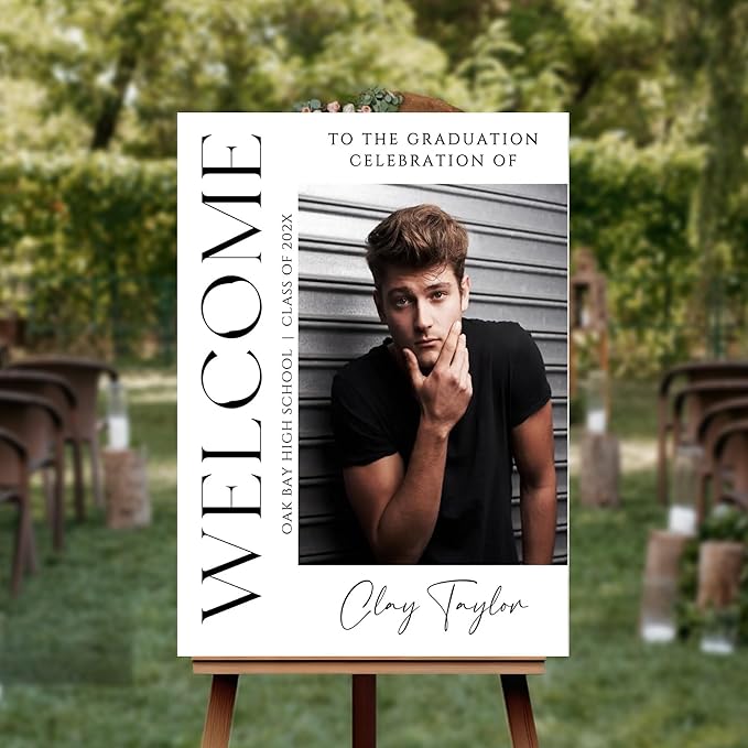 Graduation Welcome Sign With Photo, Welcome To Graduation Party Sign, Custom Graduation Yard Signs, Modern Graduation Party Welcome Sign, Graduation Welcome Sign, College Grad Welcome Sign