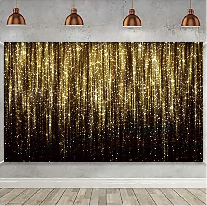 Black Gold for Adult Kids Birthday Party Photo Backdrop Decorations Banner Streamer Flash Banner Party Photography 7x5ft