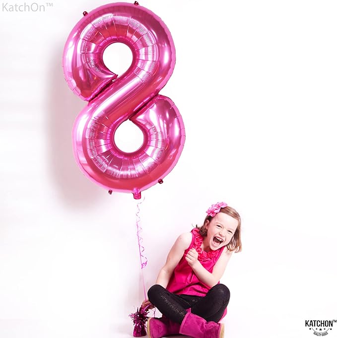 KatchOn, Giant Hot Pink 8 Balloon Number - 40 Inch | Hot Pink 8th Birthday Balloon for 8th Birthday Decorations | Number 8 balloon Birthday Party | Number Balloons for Anniversary Decorations
