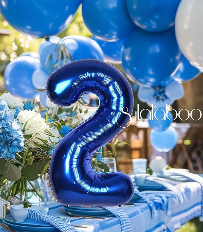 40Inch Navy Blue 2 Balloon Number Large Helium Royal Blue Number Balloons 0-9 Giant Digital 2nd Foil Mylar Big Party Balloon for Boy Birthday Party Anniversary Graduation Decorations