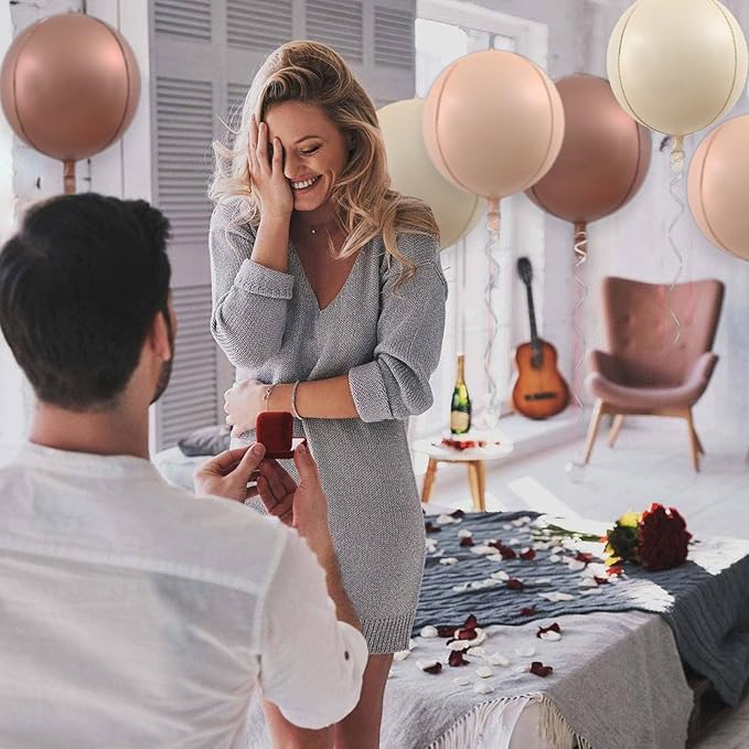 9 Pcs 22 inch 4D Cream Caramel Brown Round Balloons Mylar Foil Balloons Sphere Foil Balloon Party Decorations 4D Gradient, Great for Valentines Day Birthday Wedding Parties Balloon Garland Decoration