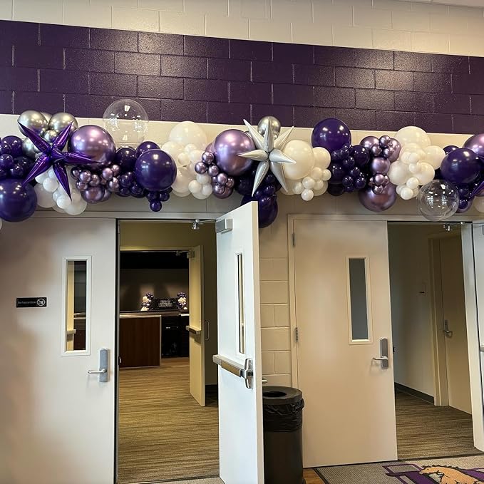 Purple and White Balloons, 70Pcs 12inch Lavender Lilac Confetti Metallic Balloons for Birthday Girls Baby Shower Bridal Wedding Princess Party Decorations