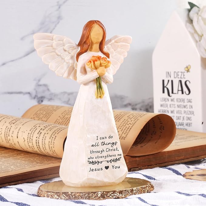 Christian Gifts for Women,Gifts for Catholic Women,5.5'' Handmade Jesus Loves You Angel Figurine Gift for Woman,Inspirational Gifts for Mom Sister Grandma and Best Friend