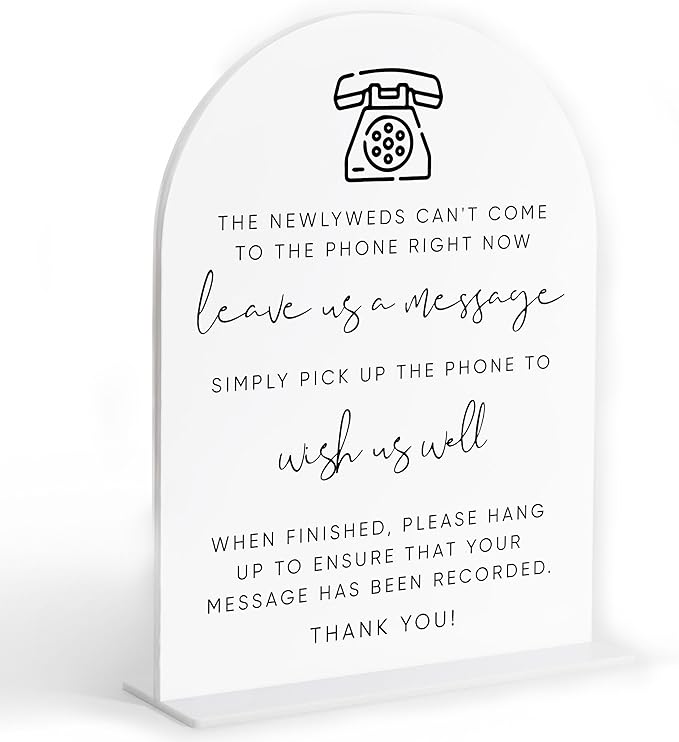 Audio Guest Book Sign, White Arch Acrylic Sign, Audio Guest Book Wedding Phone, Bridal Shower Decor, Engagement Party Decor, Centerpiece Table Decorations Party for Bride and Groom-7