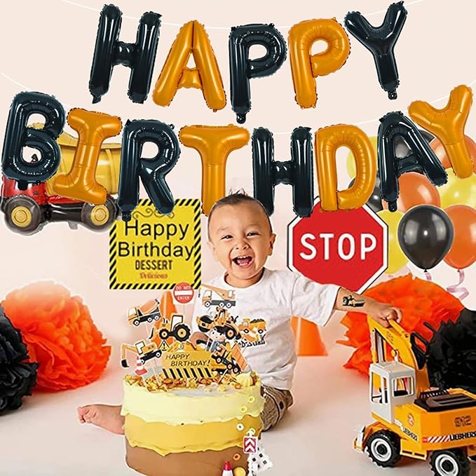 TONIFUL 16 Inch Black Orange Mylar Foil Birthday Balloons Banner Happy Birthday Balloon Letters for Adults & Girls Boys Kids Birthday Decorations Halloween Party Supplies