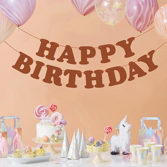 Brown Happy Birthday Banner Birthday Party Decorations Sign Birthday Backdrop Party Supplies Happy Birthday Bunting Banner for Kids Adults
