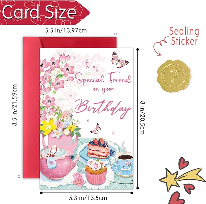 Best Friend Birthday Card for Women, Funny Birthday Cards for Friend Sister Bestie, Cute Bday Gifts for Mom